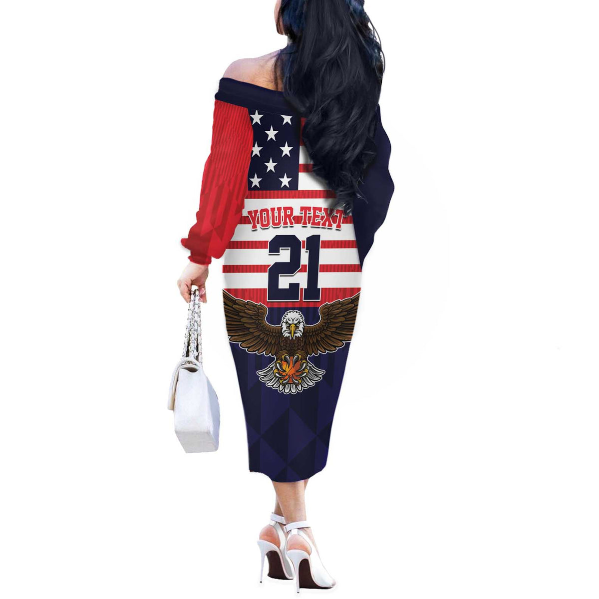 United States Basketball Custom Off The Shoulder Long Sleeve Dress Team USA One For All
