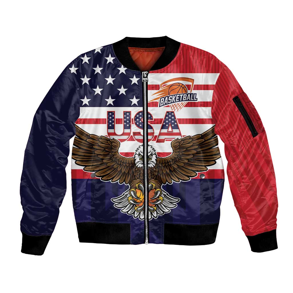 United States Basketball Custom Sleeve Zip Bomber Jacket Team USA One For All