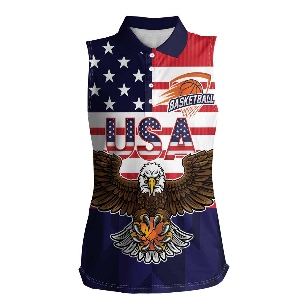 United States Basketball Custom Women Sleeveless Polo Shirt Team USA One For All