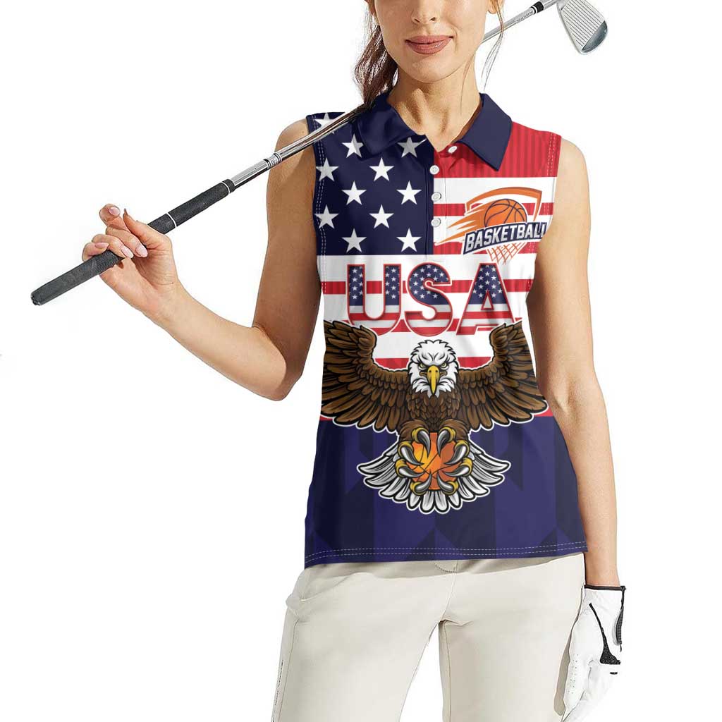 United States Basketball Custom Women Sleeveless Polo Shirt Team USA One For All