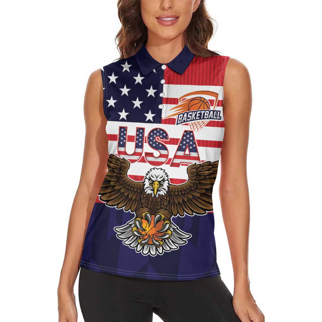 United States Basketball Custom Women Sleeveless Polo Shirt Team USA One For All