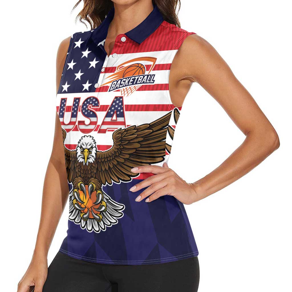 United States Basketball Custom Women Sleeveless Polo Shirt Team USA One For All