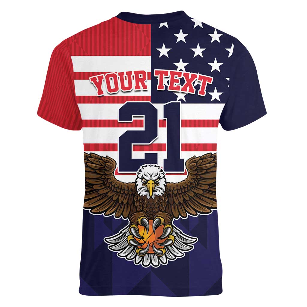 United States Basketball Custom Women V-Neck T-Shirt Team USA One For All