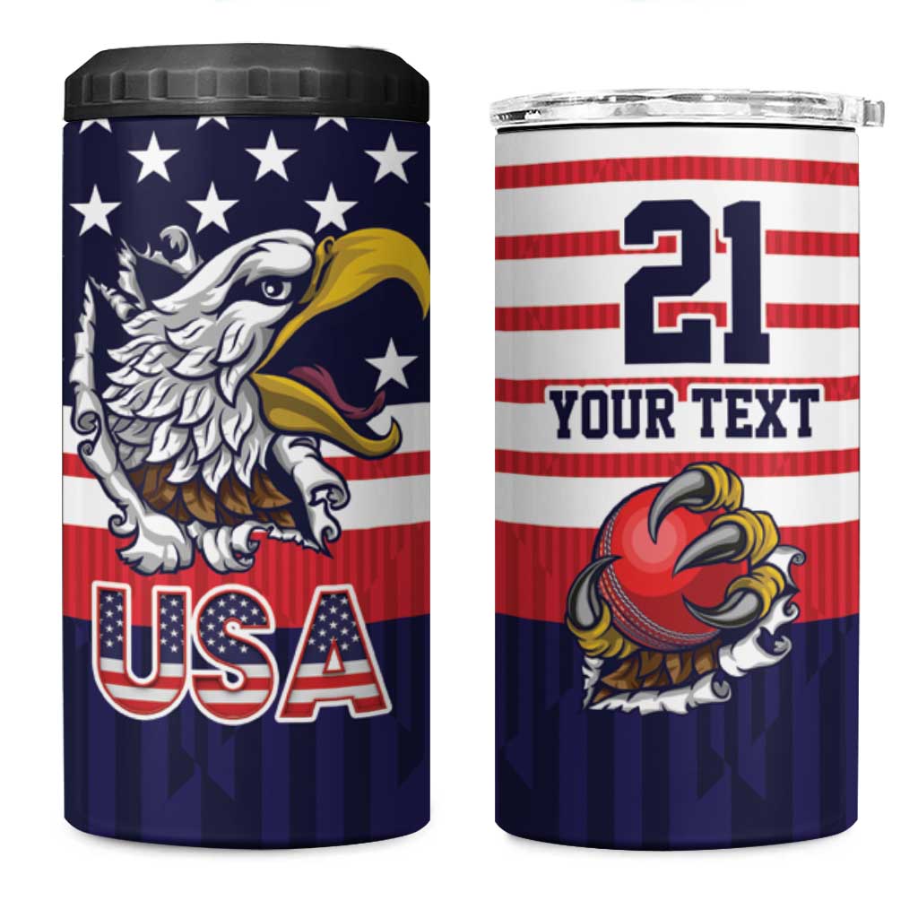 United States Cricket Custom 4 in 1 Can Cooler Tumbler Team USA One For All