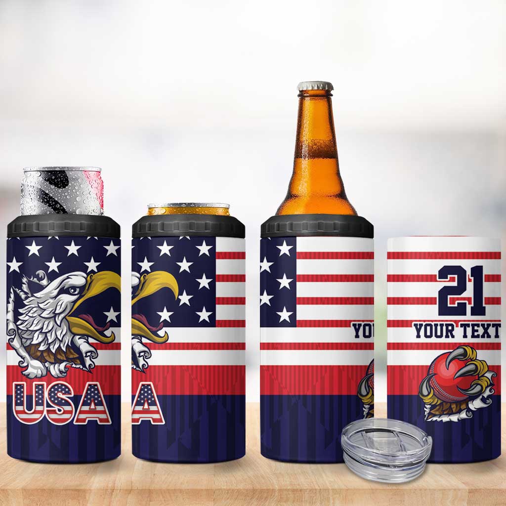 United States Cricket Custom 4 in 1 Can Cooler Tumbler Team USA One For All