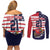 United States Cricket Custom Couples Matching Off Shoulder Short Dress and Long Sleeve Button Shirt Team USA One For All
