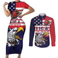 United States Cricket Custom Couples Matching Short Sleeve Bodycon Dress and Long Sleeve Button Shirt Team USA One For All