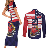United States Cricket Custom Couples Matching Short Sleeve Bodycon Dress and Long Sleeve Button Shirt Team USA One For All