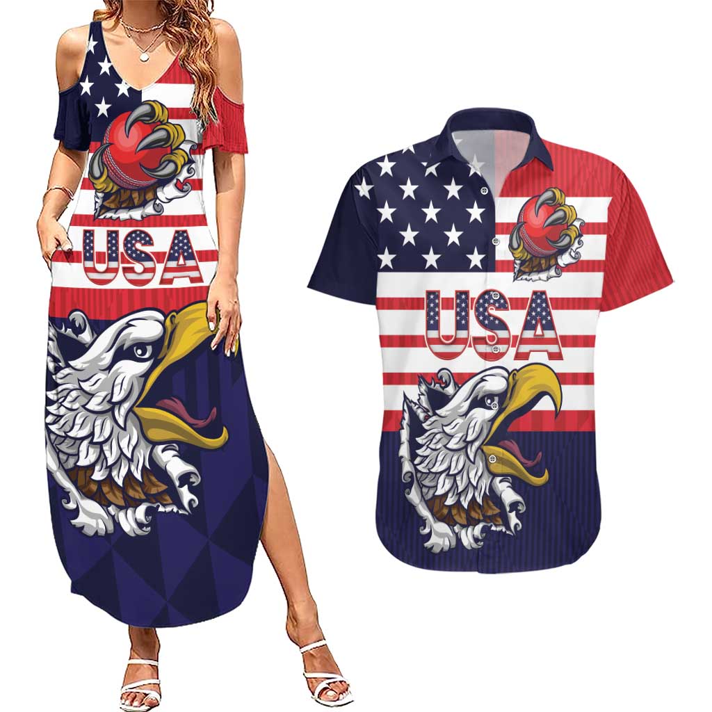 United States Cricket Custom Couples Matching Summer Maxi Dress and Hawaiian Shirt Team USA One For All