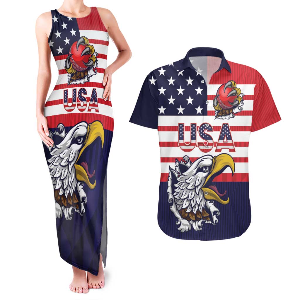 United States Cricket Custom Couples Matching Tank Maxi Dress and Hawaiian Shirt Team USA One For All