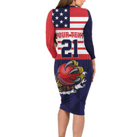 United States Cricket Custom Family Matching Long Sleeve Bodycon Dress and Hawaiian Shirt Team USA One For All