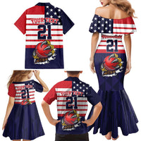 United States Cricket Custom Family Matching Mermaid Dress and Hawaiian Shirt Team USA One For All