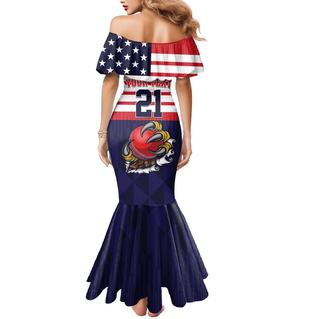 United States Cricket Custom Family Matching Mermaid Dress and Hawaiian Shirt Team USA One For All