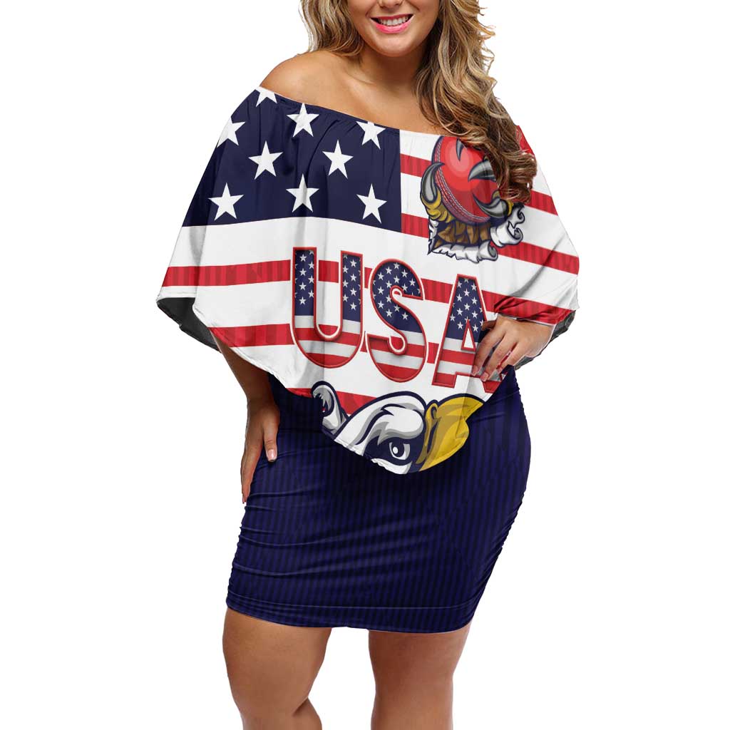 United States Cricket Custom Family Matching Off Shoulder Short Dress and Hawaiian Shirt Team USA One For All