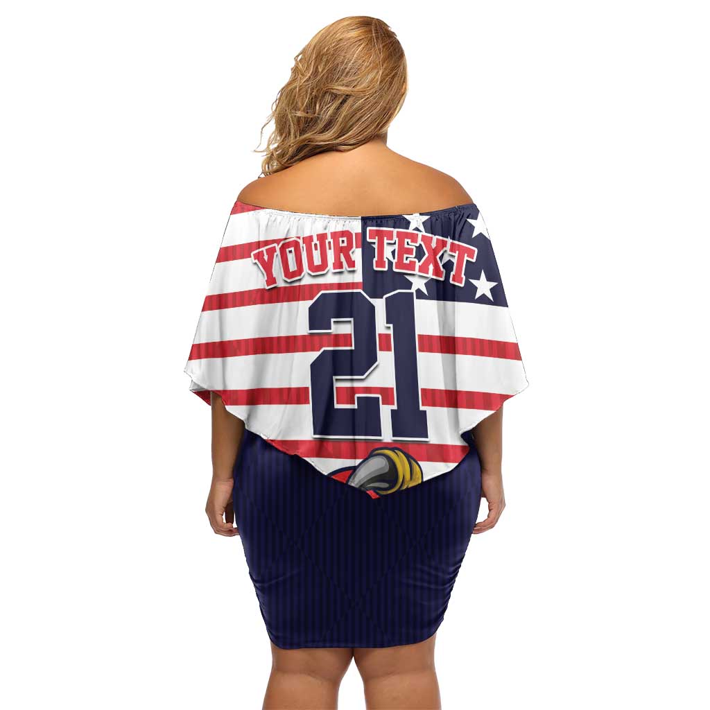 United States Cricket Custom Family Matching Off Shoulder Short Dress and Hawaiian Shirt Team USA One For All