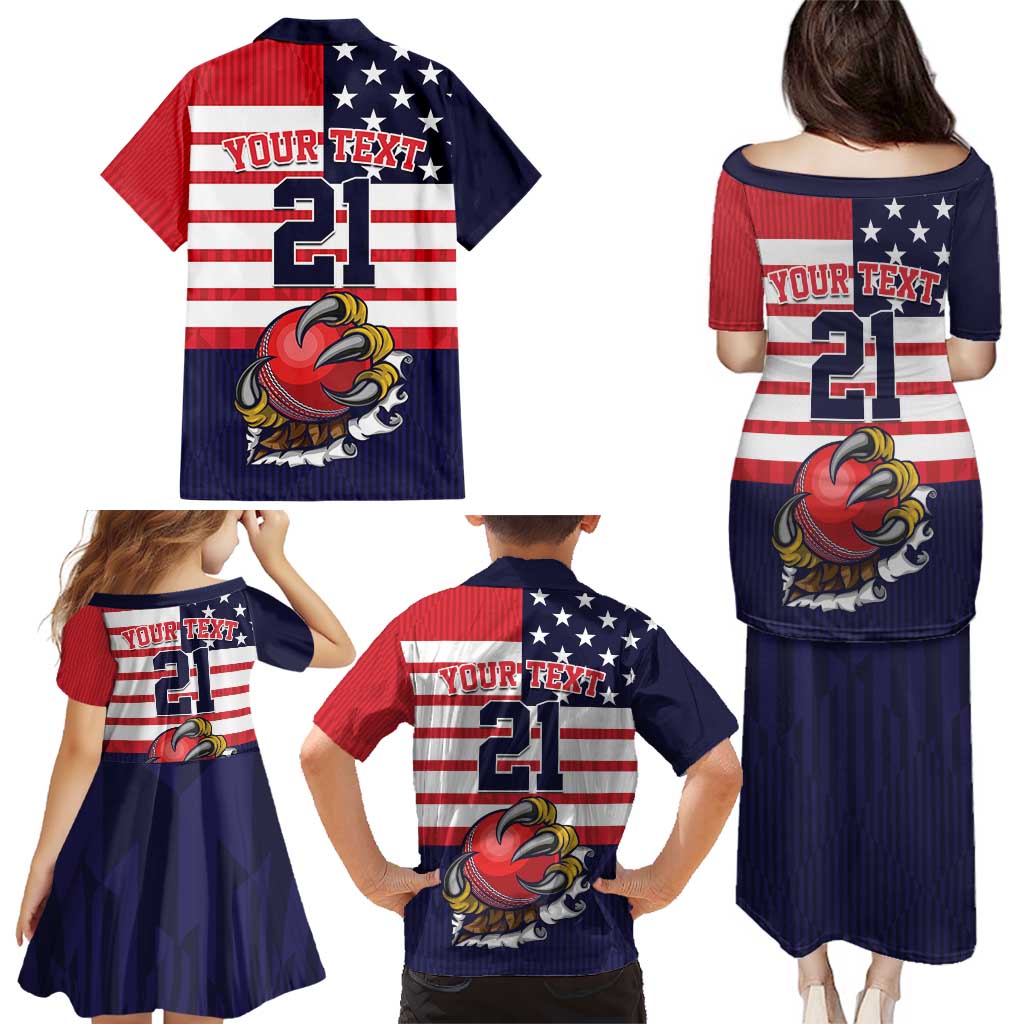 United States Cricket Custom Family Matching Puletasi and Hawaiian Shirt Team USA One For All