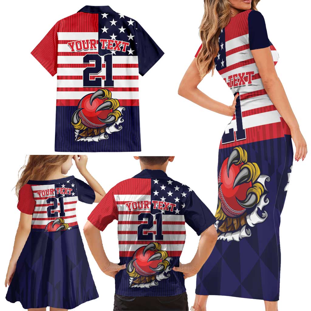 United States Cricket Custom Family Matching Short Sleeve Bodycon Dress and Hawaiian Shirt Team USA One For All