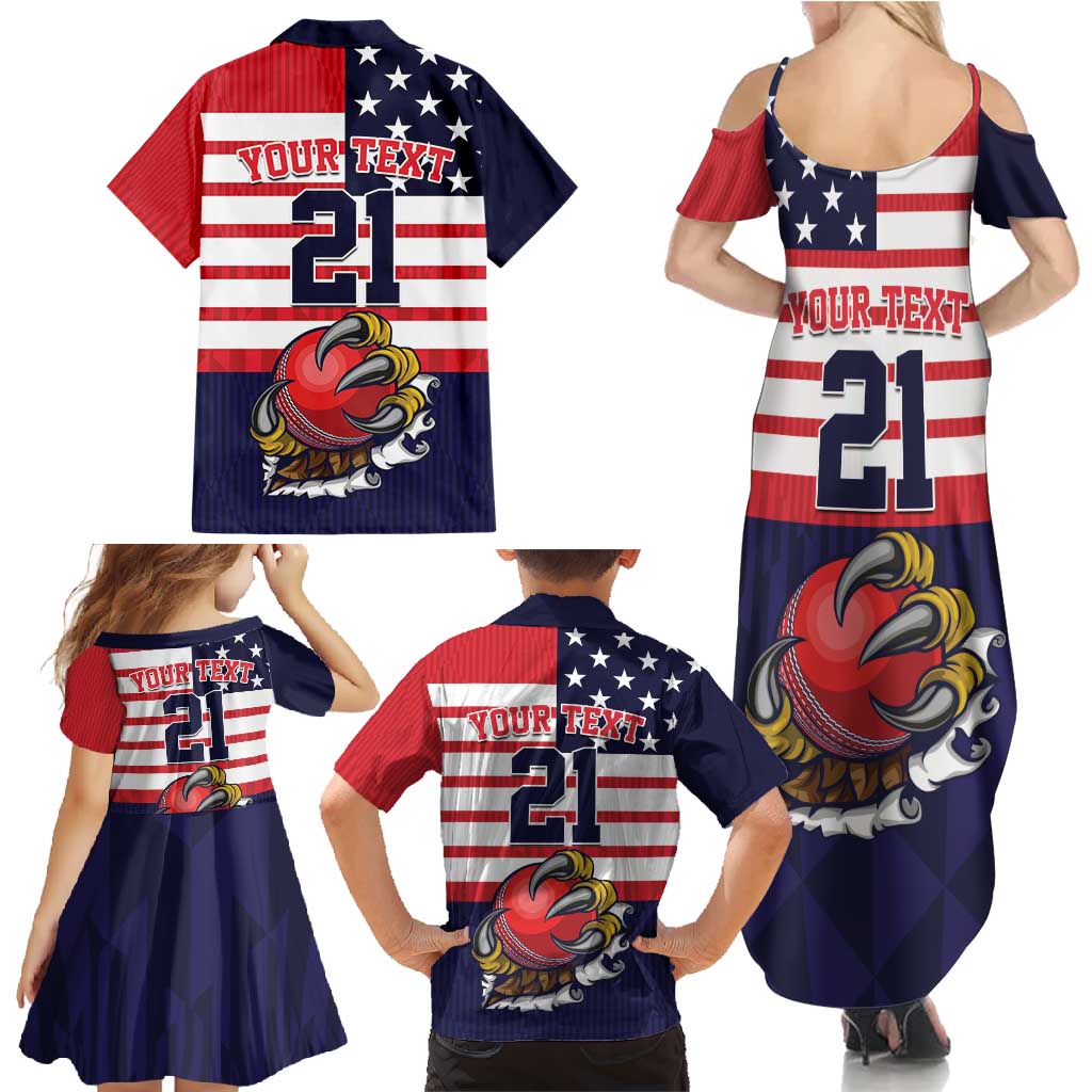United States Cricket Custom Family Matching Summer Maxi Dress and Hawaiian Shirt Team USA One For All