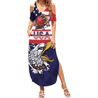 United States Cricket Custom Family Matching Summer Maxi Dress and Hawaiian Shirt Team USA One For All