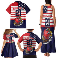 United States Cricket Custom Family Matching Tank Maxi Dress and Hawaiian Shirt Team USA One For All
