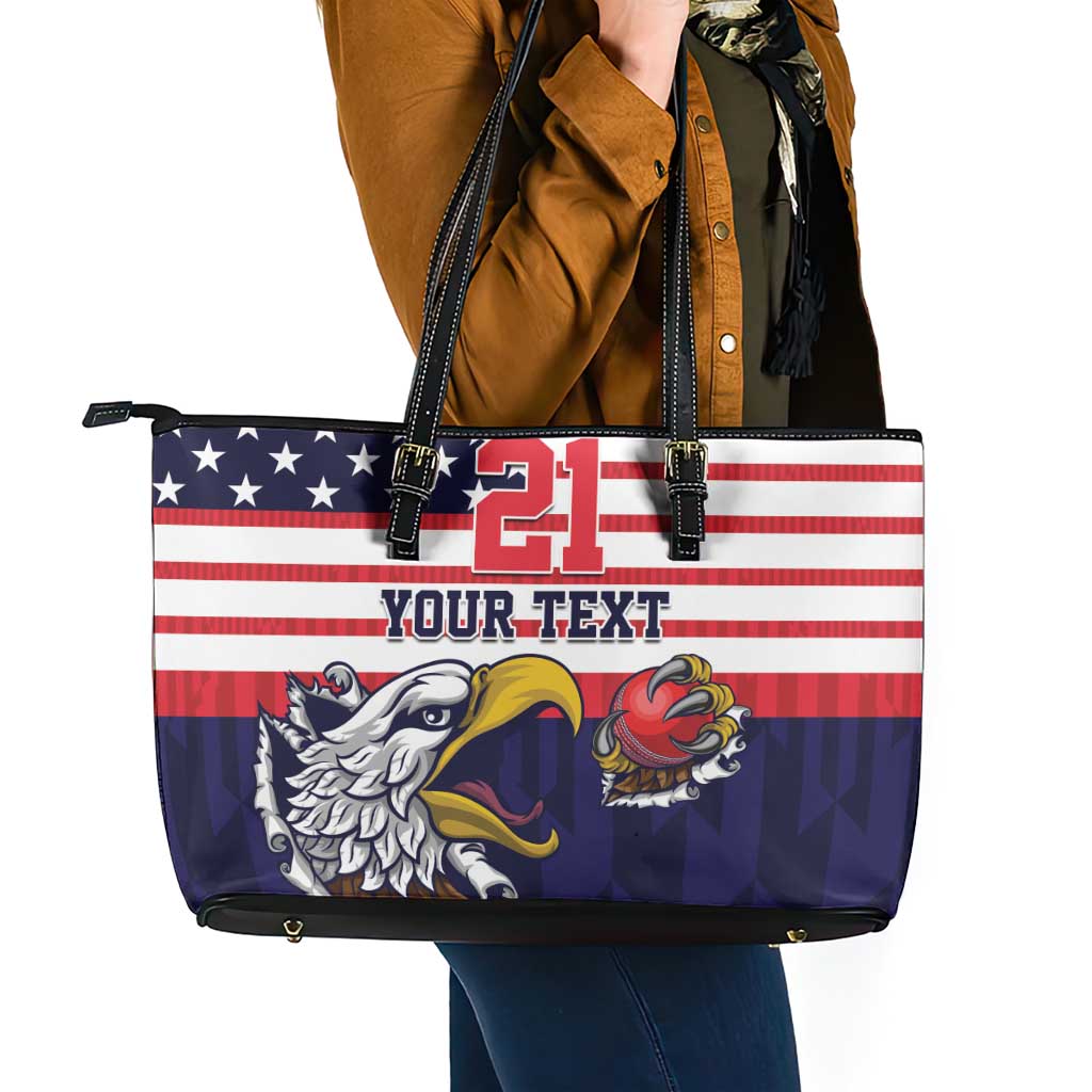 United States Cricket Custom Leather Tote Bag Team USA One For All