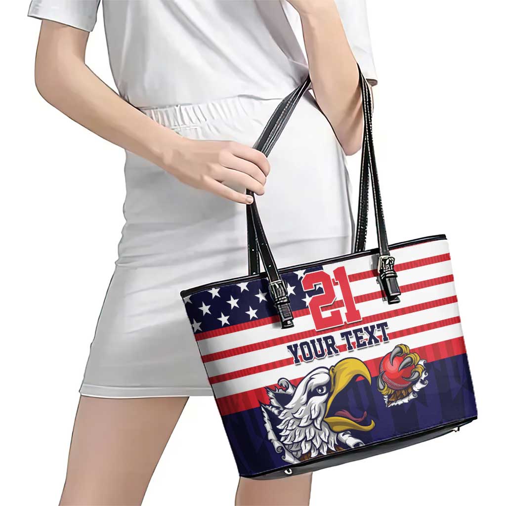 United States Cricket Custom Leather Tote Bag Team USA One For All