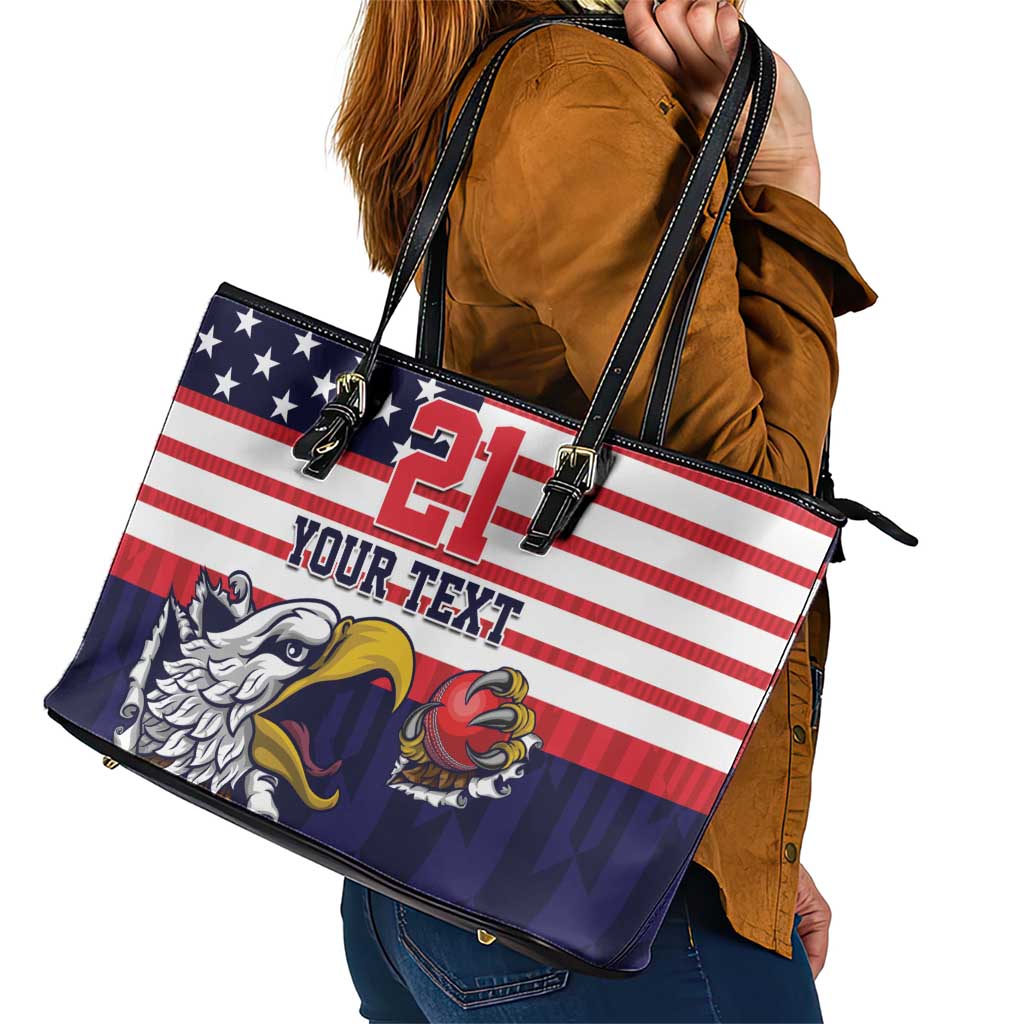 United States Cricket Custom Leather Tote Bag Team USA One For All