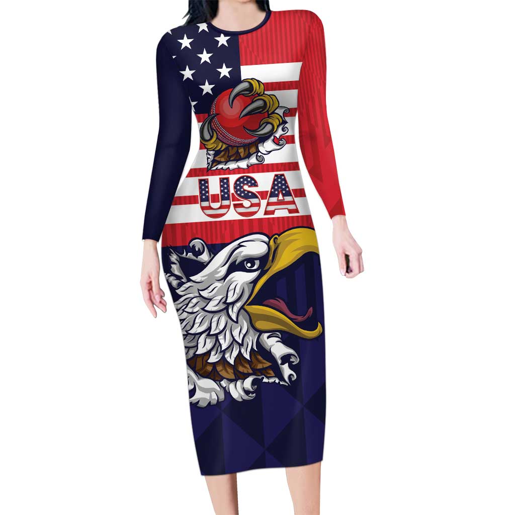 United States Cricket Custom Long Sleeve Bodycon Dress Team USA One For All