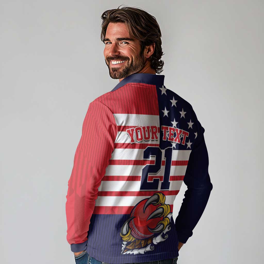 United States Cricket Custom Long Sleeve Polo Shirt Team USA One For All