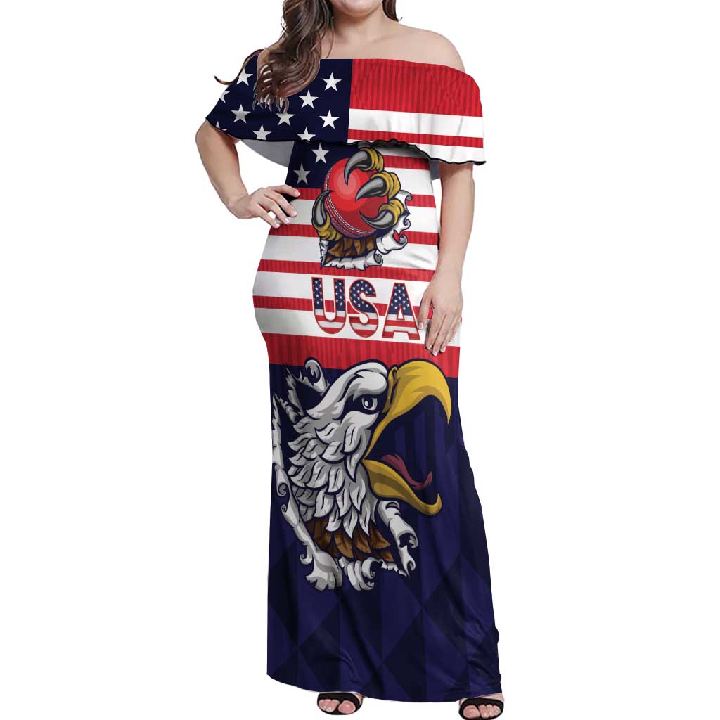 United States Cricket Custom Off Shoulder Maxi Dress Team USA One For All