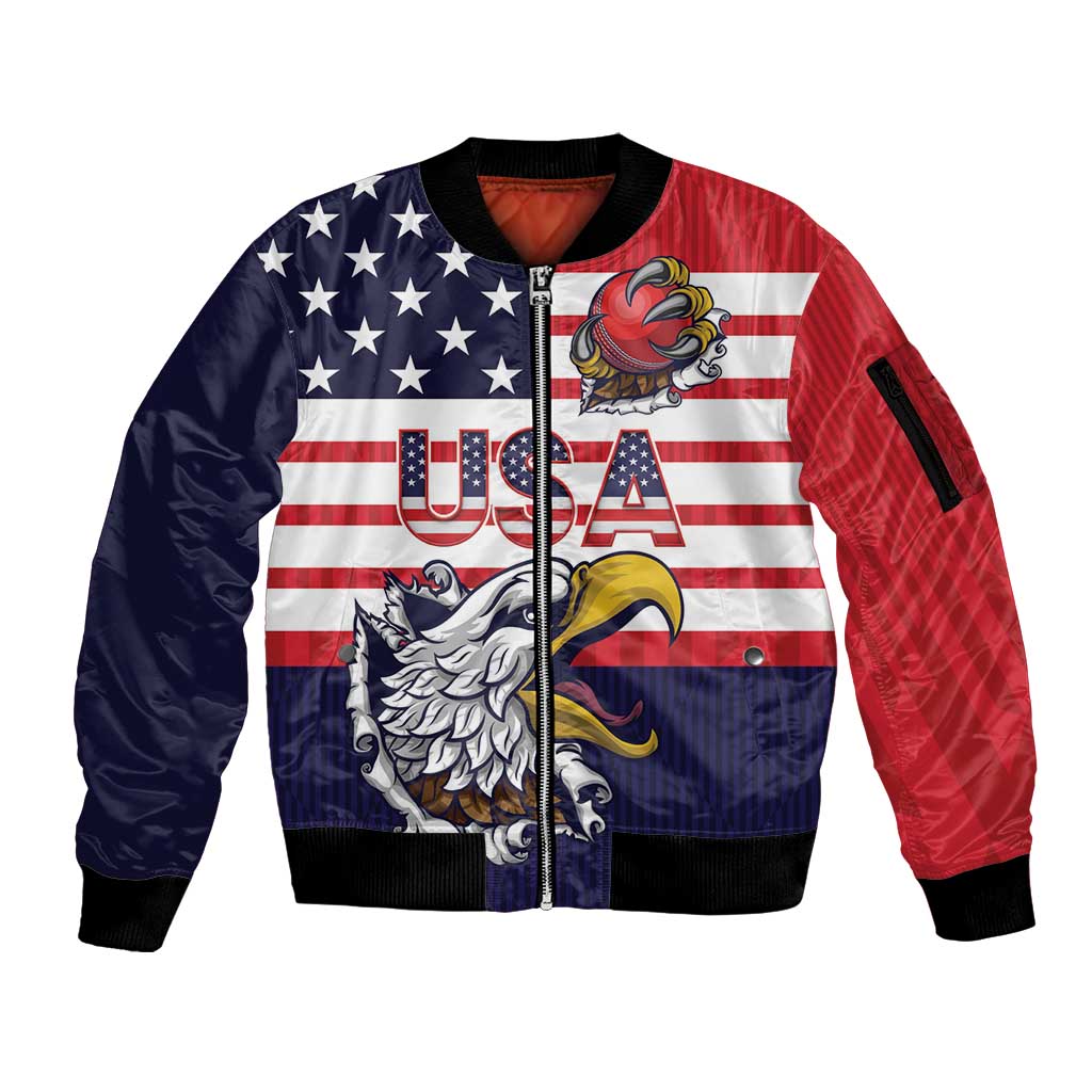 United States Cricket Custom Sleeve Zip Bomber Jacket Team USA One For All