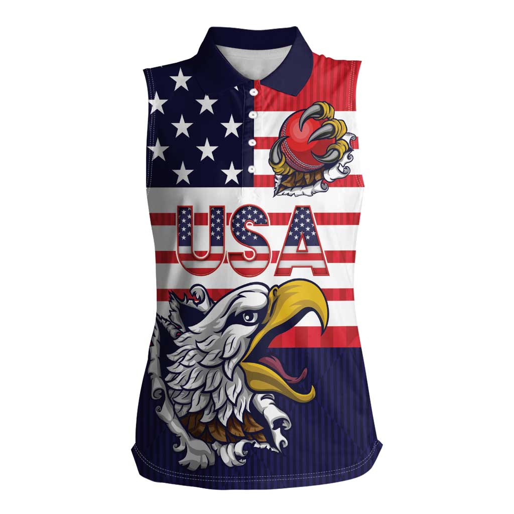 United States Cricket Custom Women Sleeveless Polo Shirt Team USA One For All