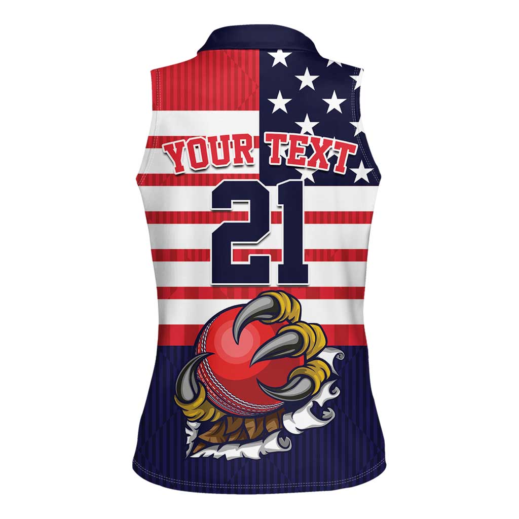 United States Cricket Custom Women Sleeveless Polo Shirt Team USA One For All