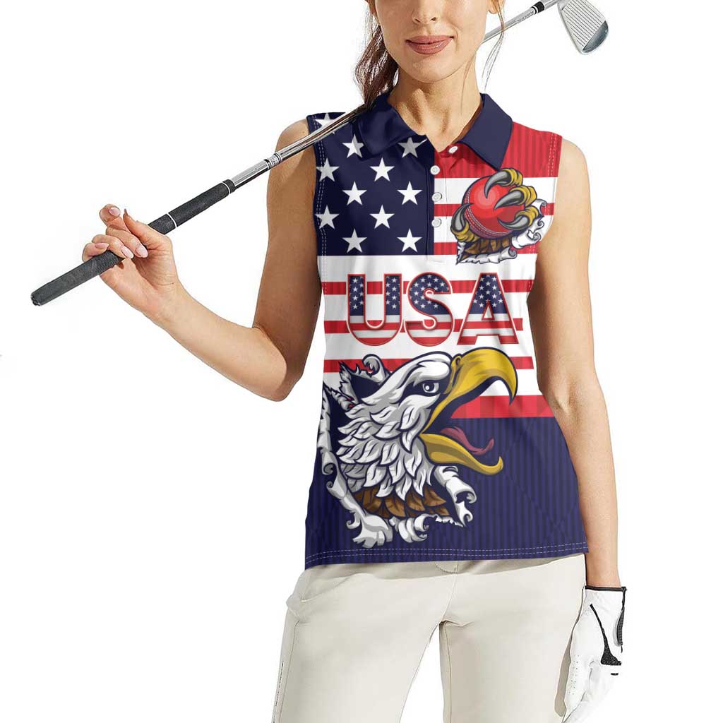 United States Cricket Custom Women Sleeveless Polo Shirt Team USA One For All