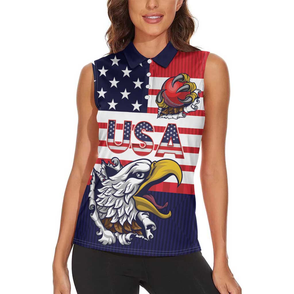 United States Cricket Custom Women Sleeveless Polo Shirt Team USA One For All