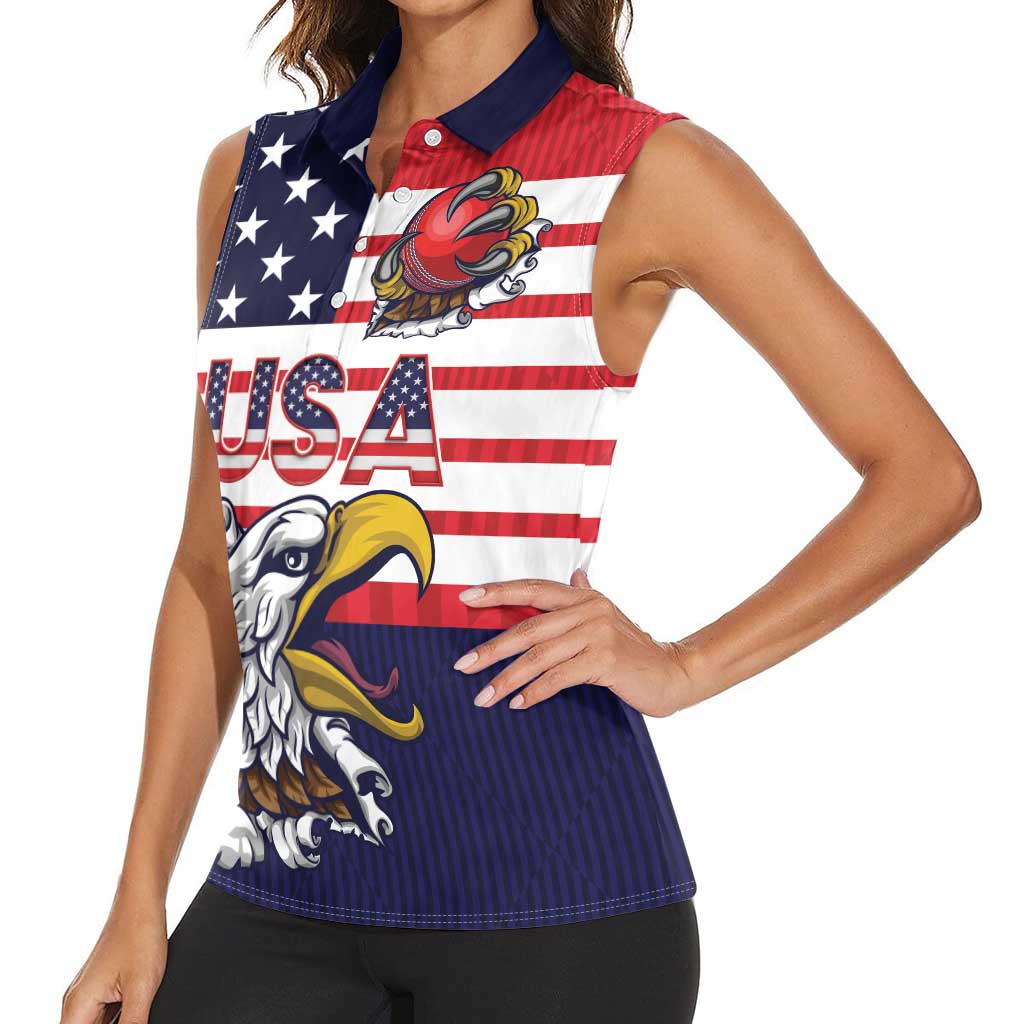 United States Cricket Custom Women Sleeveless Polo Shirt Team USA One For All