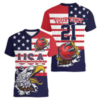 United States Cricket Custom Women V-Neck T-Shirt Team USA One For All