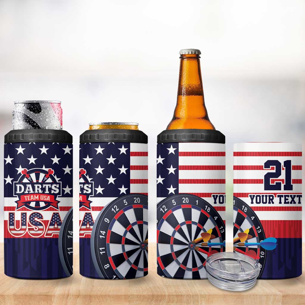 United States Dart Custom 4 in 1 Can Cooler Tumbler Team USA One For All