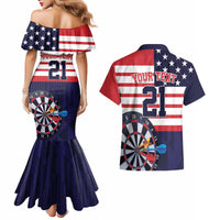 United States Dart Custom Couples Matching Mermaid Dress and Hawaiian Shirt Team USA One For All