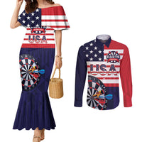 United States Dart Custom Couples Matching Mermaid Dress and Long Sleeve Button Shirt Team USA One For All
