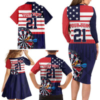 United States Dart Custom Family Matching Long Sleeve Bodycon Dress and Hawaiian Shirt Team USA One For All
