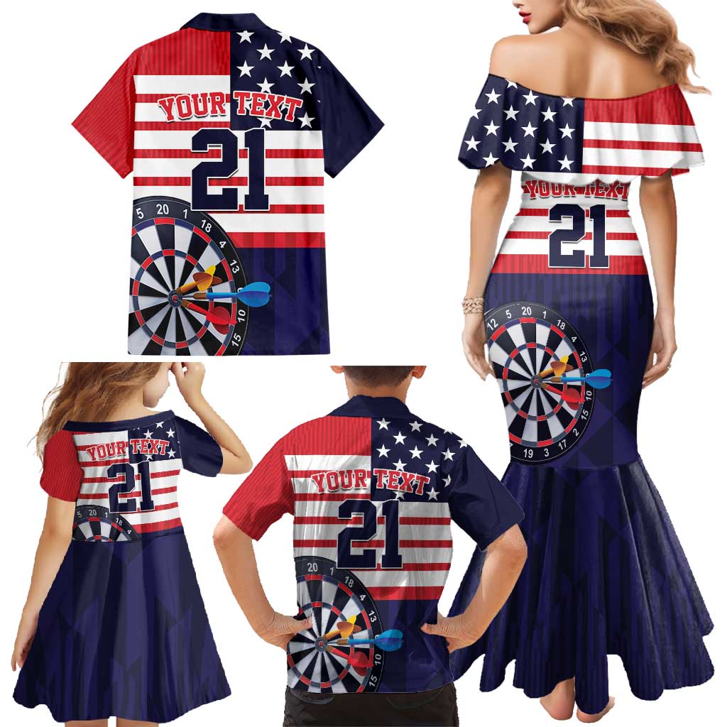 United States Dart Custom Family Matching Mermaid Dress and Hawaiian Shirt Team USA One For All