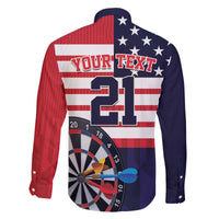 United States Dart Custom Family Matching Off The Shoulder Long Sleeve Dress and Hawaiian Shirt Team USA One For All