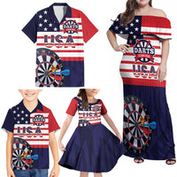 United States Dart Custom Family Matching Off Shoulder Maxi Dress and Hawaiian Shirt Team USA One For All