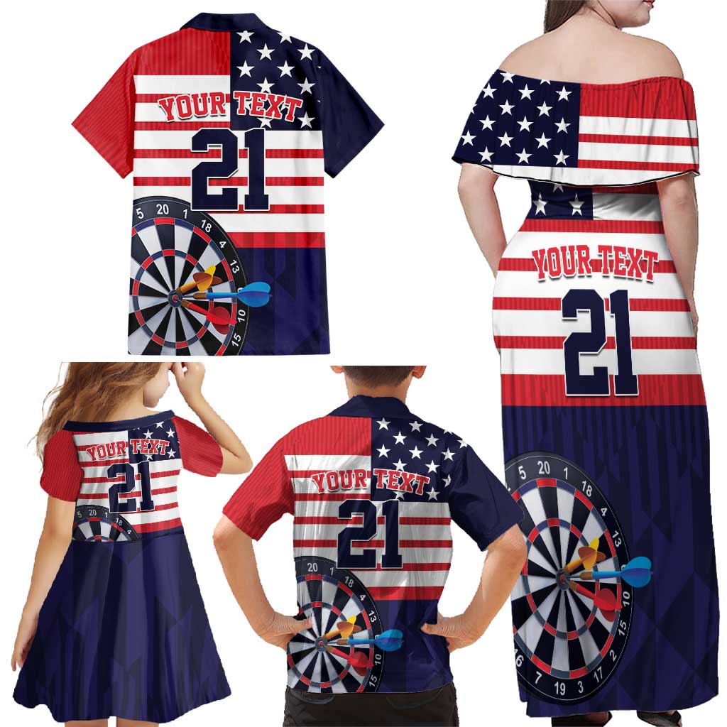 United States Dart Custom Family Matching Off Shoulder Maxi Dress and Hawaiian Shirt Team USA One For All