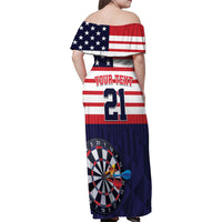 United States Dart Custom Family Matching Off Shoulder Maxi Dress and Hawaiian Shirt Team USA One For All