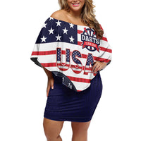 United States Dart Custom Family Matching Off Shoulder Short Dress and Hawaiian Shirt Team USA One For All
