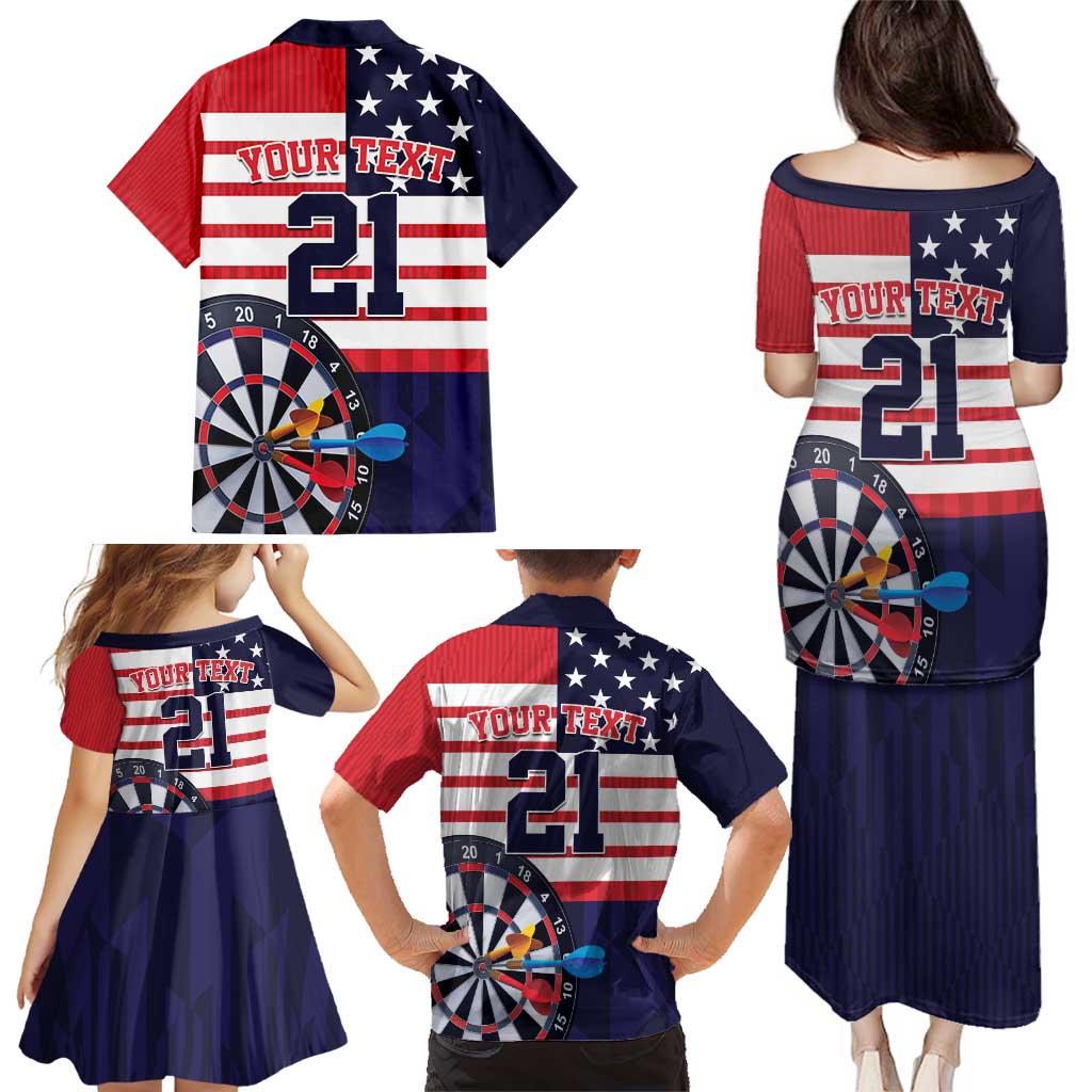 United States Dart Custom Family Matching Puletasi and Hawaiian Shirt Team USA One For All