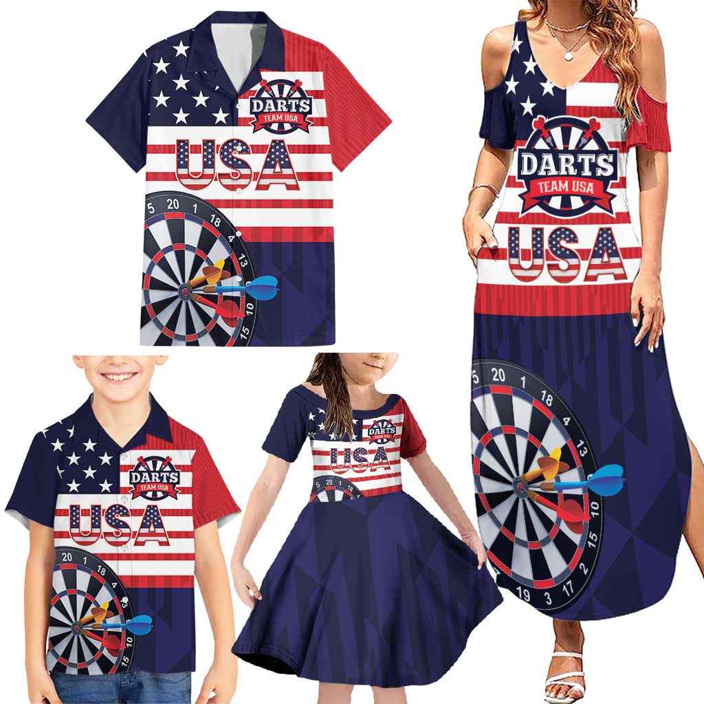 United States Dart Custom Family Matching Summer Maxi Dress and Hawaiian Shirt Team USA One For All