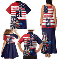 United States Dart Custom Family Matching Tank Maxi Dress and Hawaiian Shirt Team USA One For All